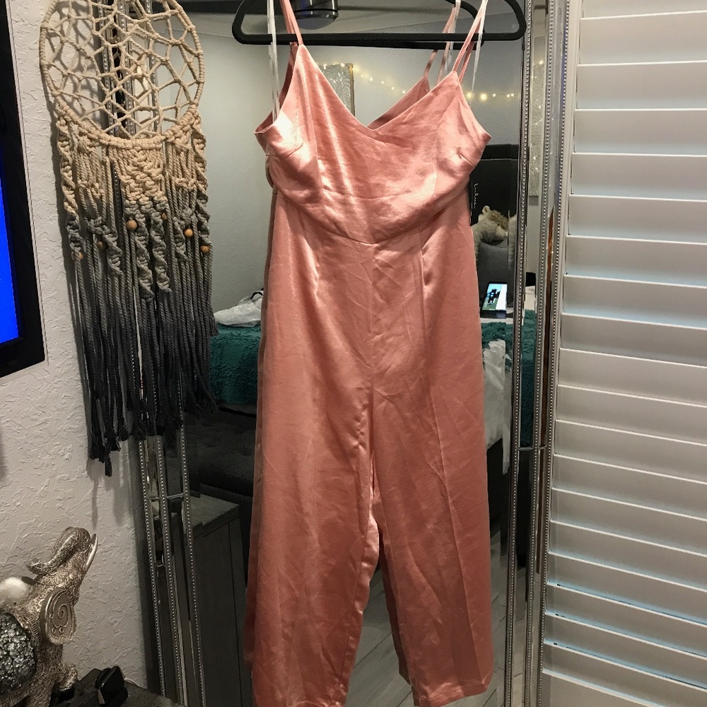 LULUS pink satin jumpsuit